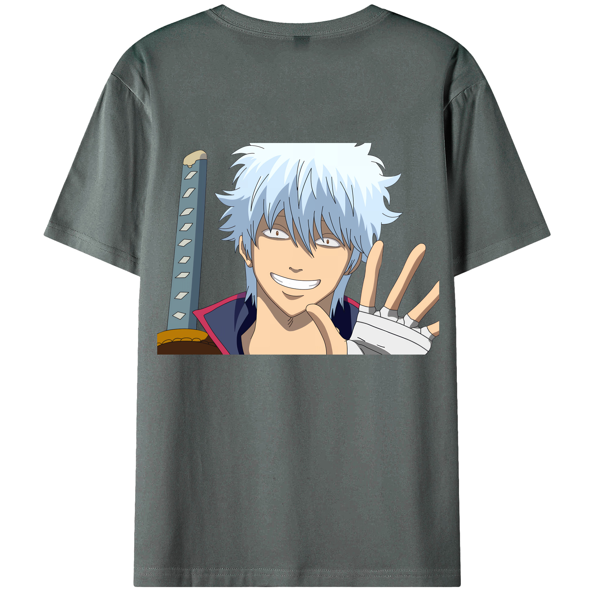 （画像用） ぎんたま 坂田銀時（さかたぎんとき） 神楽 志村新八（しむら しんぱち） GINTAMA Sakata Gintoki Kagura Shimura Shinpachi 綿100％ メンズ半袖Tシャツ（バックプリント） 通気性